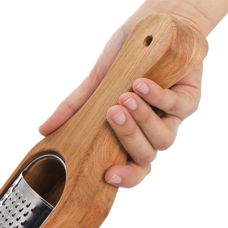 Cheese Grater With Wooden Container 304 Stainless Steel Cheese Grater Box Kitchen Parmesan Zester Cheese Grater Shredder JT