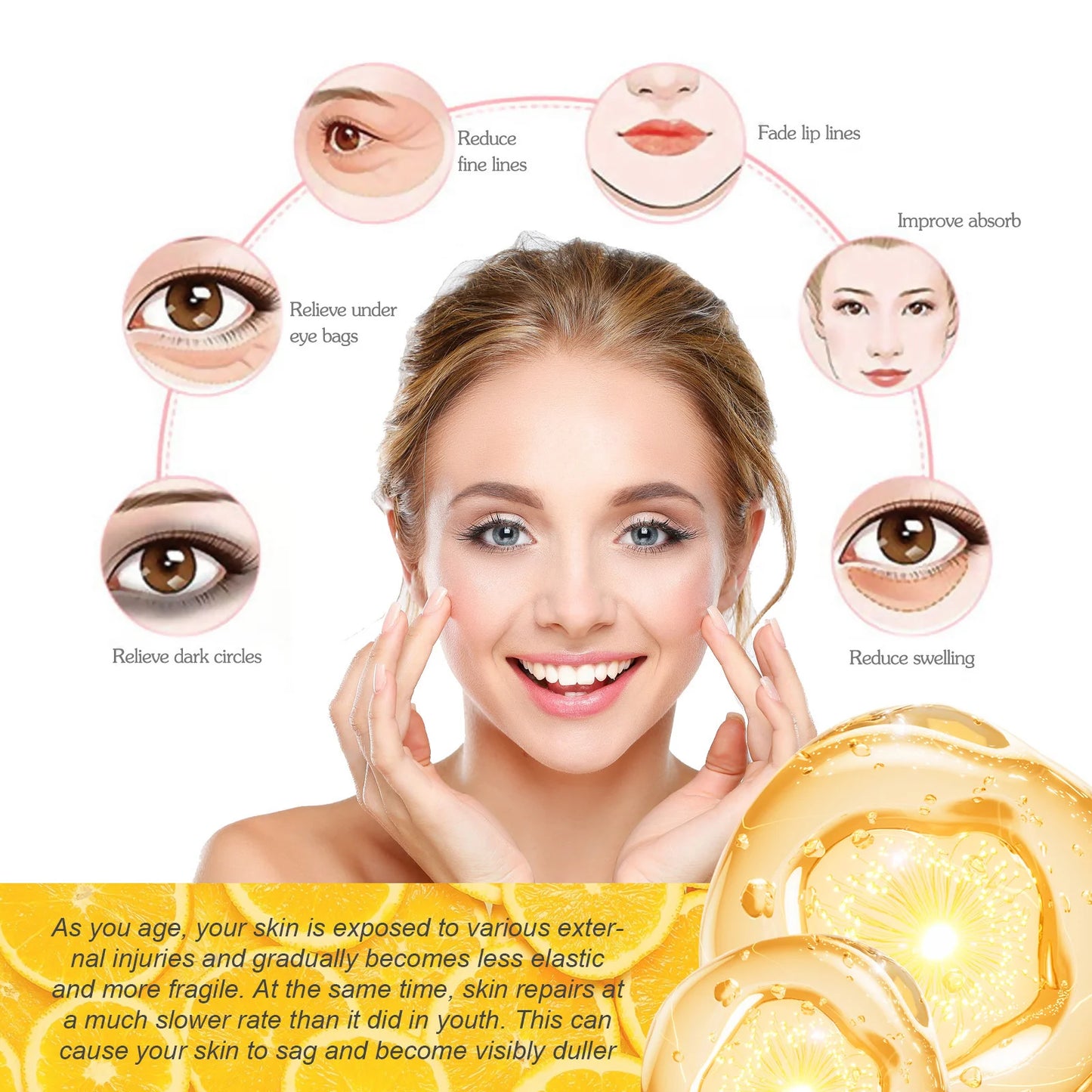 24k Gold Facial Skin Care Set Anti Wrinkle Fade Dark Circles Firming Moisturizing Repairing Eye Mask Essence Korean Cosmetics