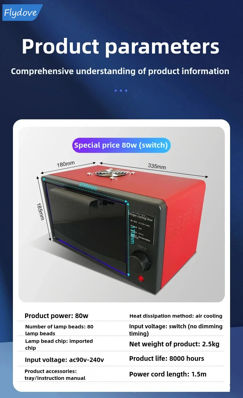 UV Curing Box High Intensity Ultraviolet Lamp OCA Oven 365nm 395nm 405nm LED UV OVEN Cabinet For UV Resin Fast Flexible Screen