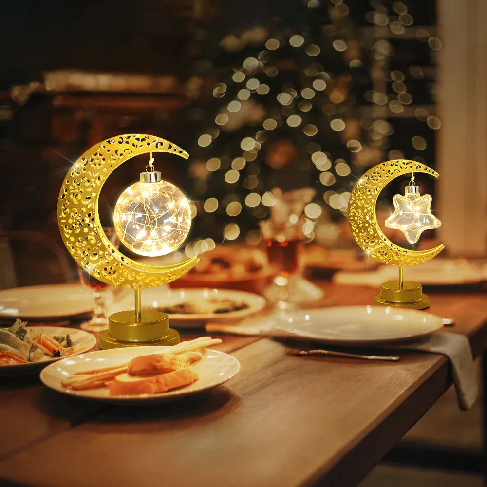 Ramadan Decorations Star Moon Light LED Eid Mubarak Lantern For Home Festival Eid Gift Lslamic Muslim Party Supplies Night Light