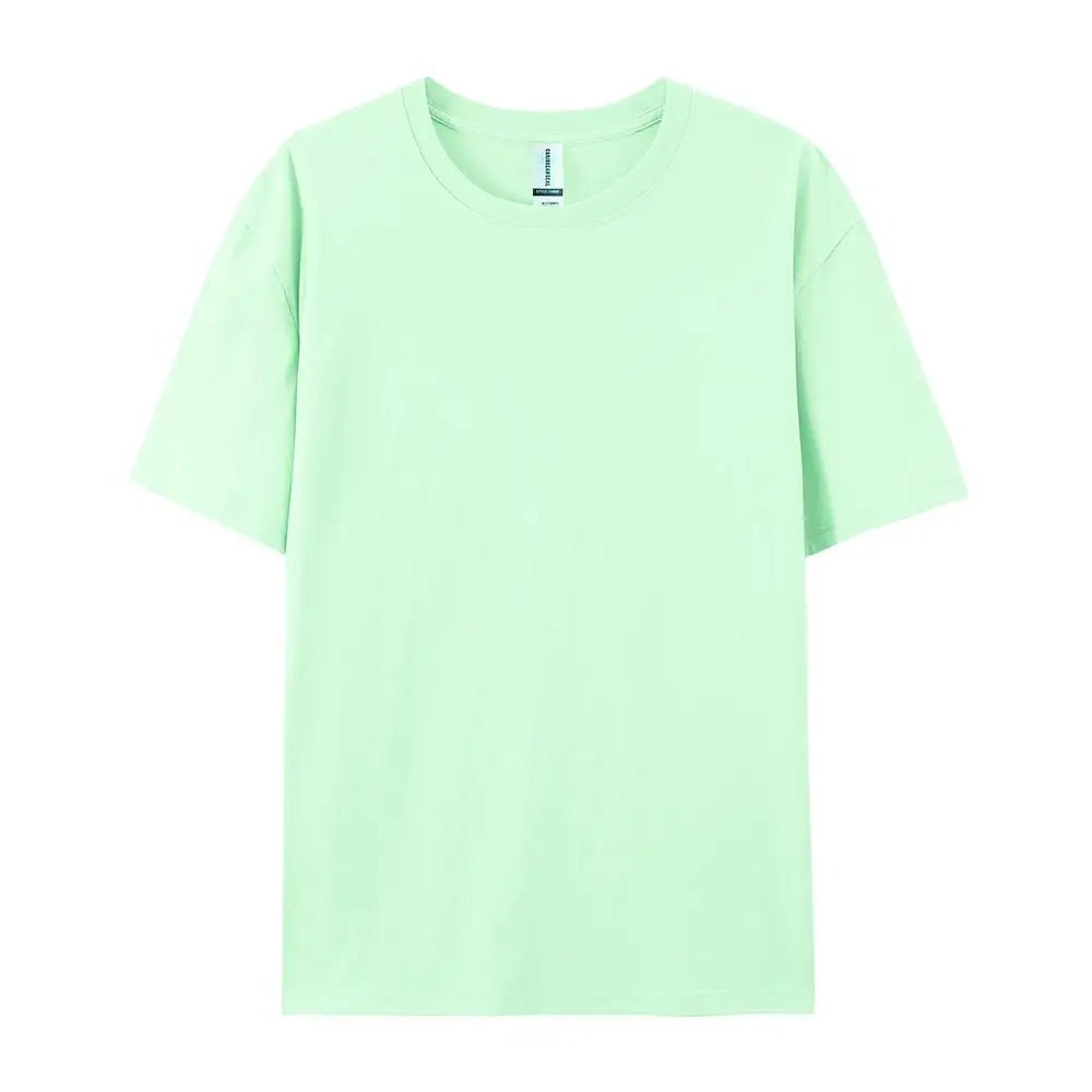 Loose Cotton Solid Tshirts Men Woman Short Sleeve Fashion Brand Trend Couple Clothing Tees Customized Candy Color Summer Tops