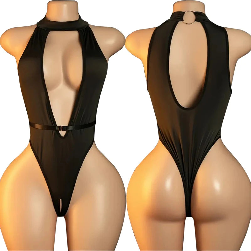 Lingerie Set Hot Sexy Bodysuit Woman Lace Hollow Bra Sets Deep V Halter Neck Babydoll Dress Erotic Underwear One Pieces Lenceria