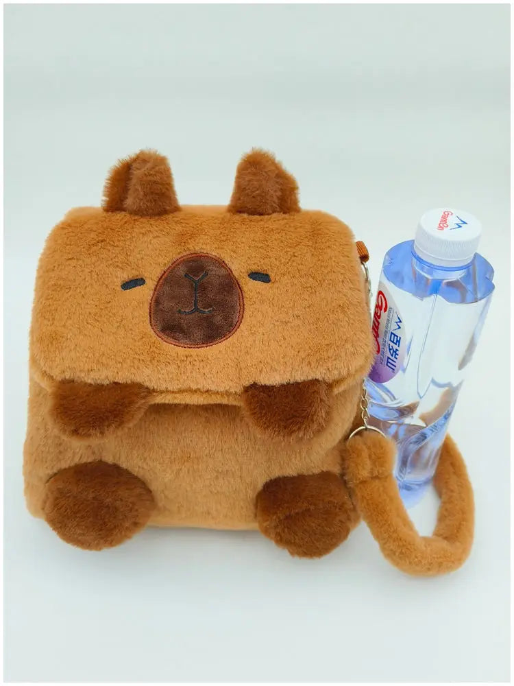 Cute Cartoon Large Capacity Kawaii Capybara Plush Backpack Schoolbag Student Women Bag Crossbody Bag Shoulder Bag Handbag Purses