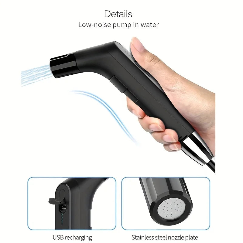 A Very Useful Portable Electric Bidet Sprayer with 2-Level Pressure Adjustment, Handheld Sprayer for Personal Hygiene - Rechargeable, with a Water Tank - Ideal for Travel, Camping, and Daily Use