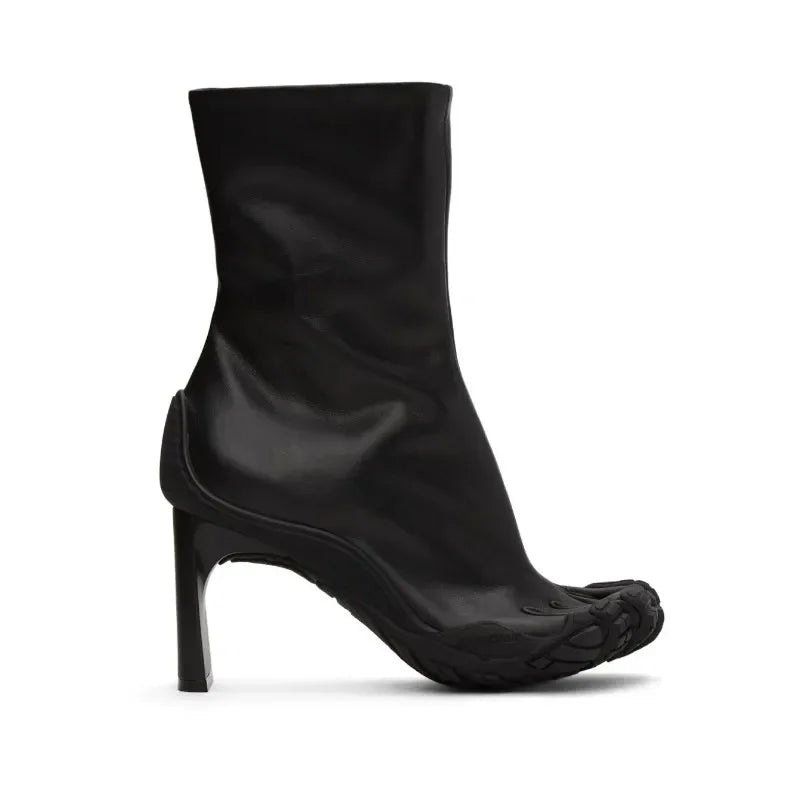 Five Finger Toe Fashion Novel Women Boots Black/pink/white High Heel Ankle Boots 2025 New Elastic Mesh Cloth Luxury Socks Boots