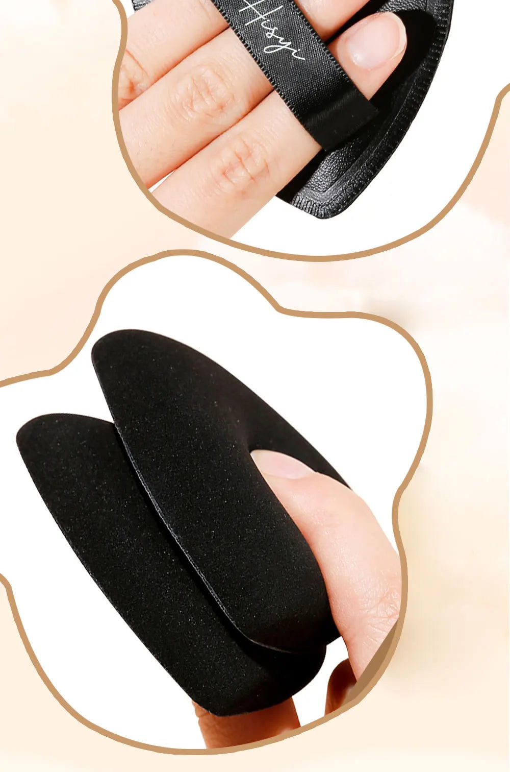 Black triangular makeup pad - Soft velvet cosmetic sponge for facial makeup. Beauty makeup sponge for applying foundation.