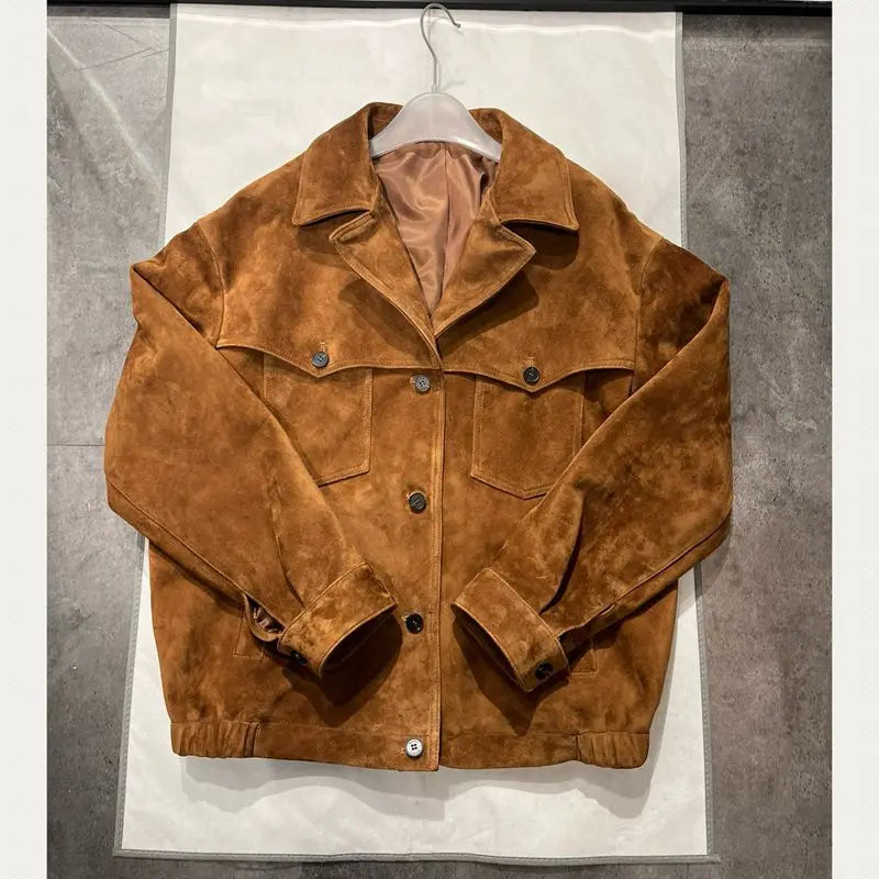 Natural Lambskin Leather Jacket for Women, 100% Genuine leather Sheepskin Leather Women Coat, Long Sleeves, H806