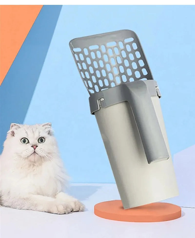 Cat Litter Shovel with Waste Bags Self Cleaning Cats Litter Scooper Portable Cat Litter Box Cleaning Tool Pet Cat Supplies