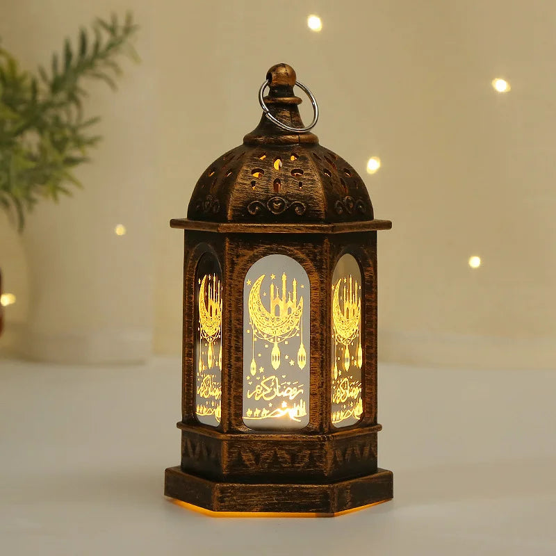 Muslim Ramadan Lantern Decor Ornament EID Mubarak LED Festival Night Light Eid Al Adha Gift Gurbang Ramadan Decoration for Home