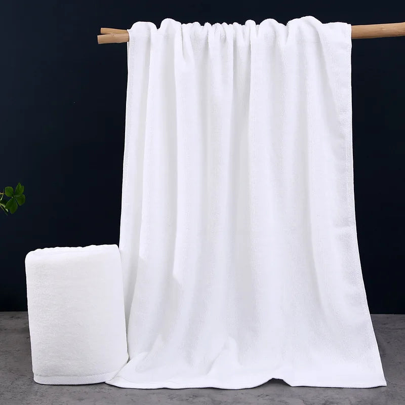 Large Thick Cotton Bath Towel, White Shower Towels, Home Bathroom, Homestay Hotel Adults, 70x180cm