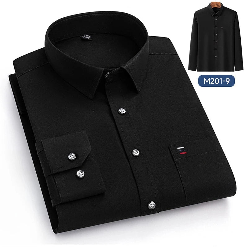 Luxury cotton single pocket long-sleeve shirts for men Smart Casual business regular fit shirt designer vintage black clothes