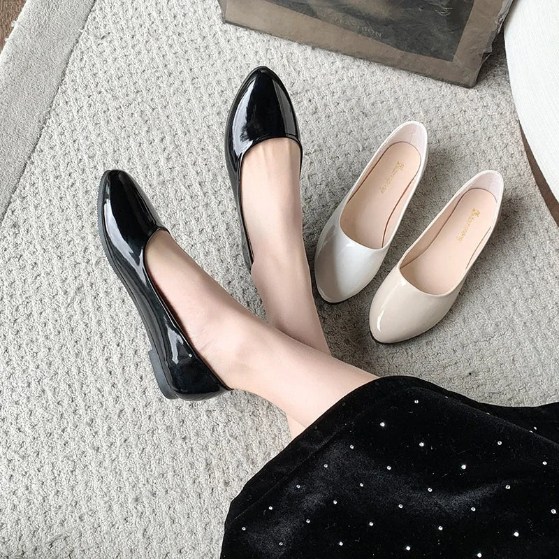 Ladies Formal Flat Shoes Spring Autumn Non-slip Women Black Causal Loafers Uniform Shoes Versatile Women's Ballet Leather Shoes