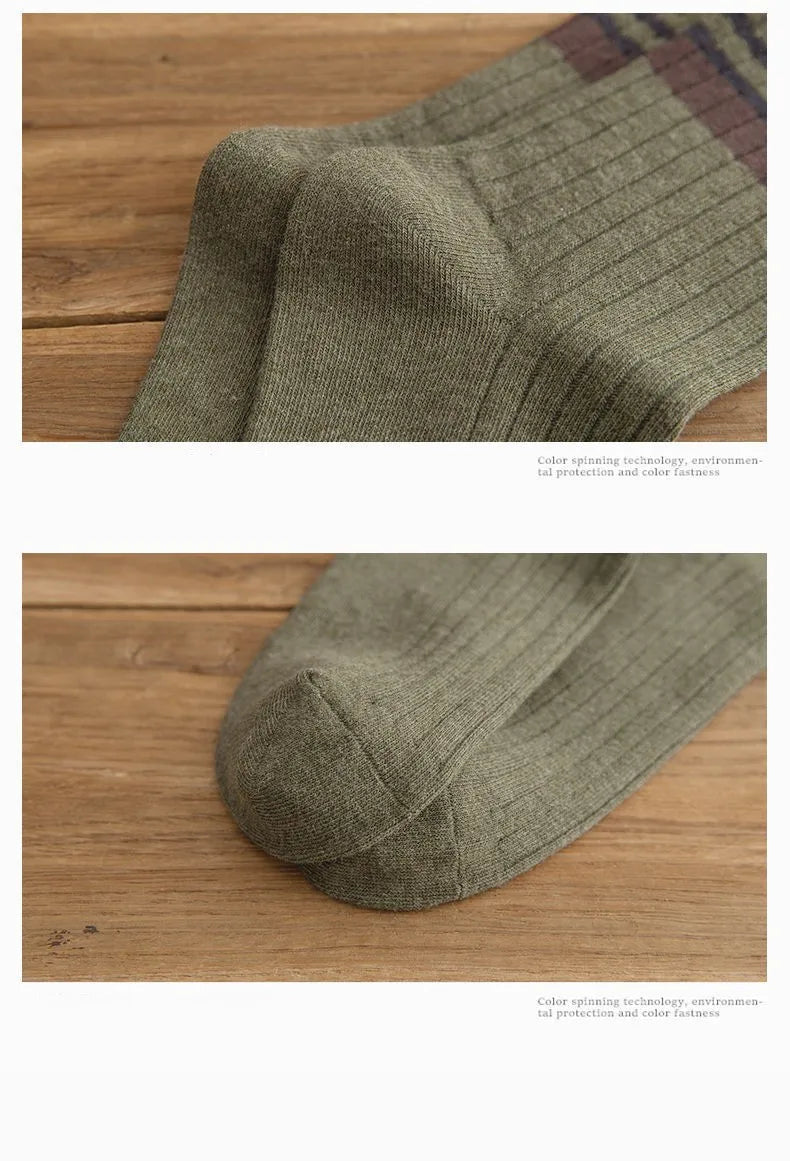 7 Pairs of Men's Striped Socks Fashionable Casual Socks High Quality Harajuku Retro Socks for Men Large Size Long Socks