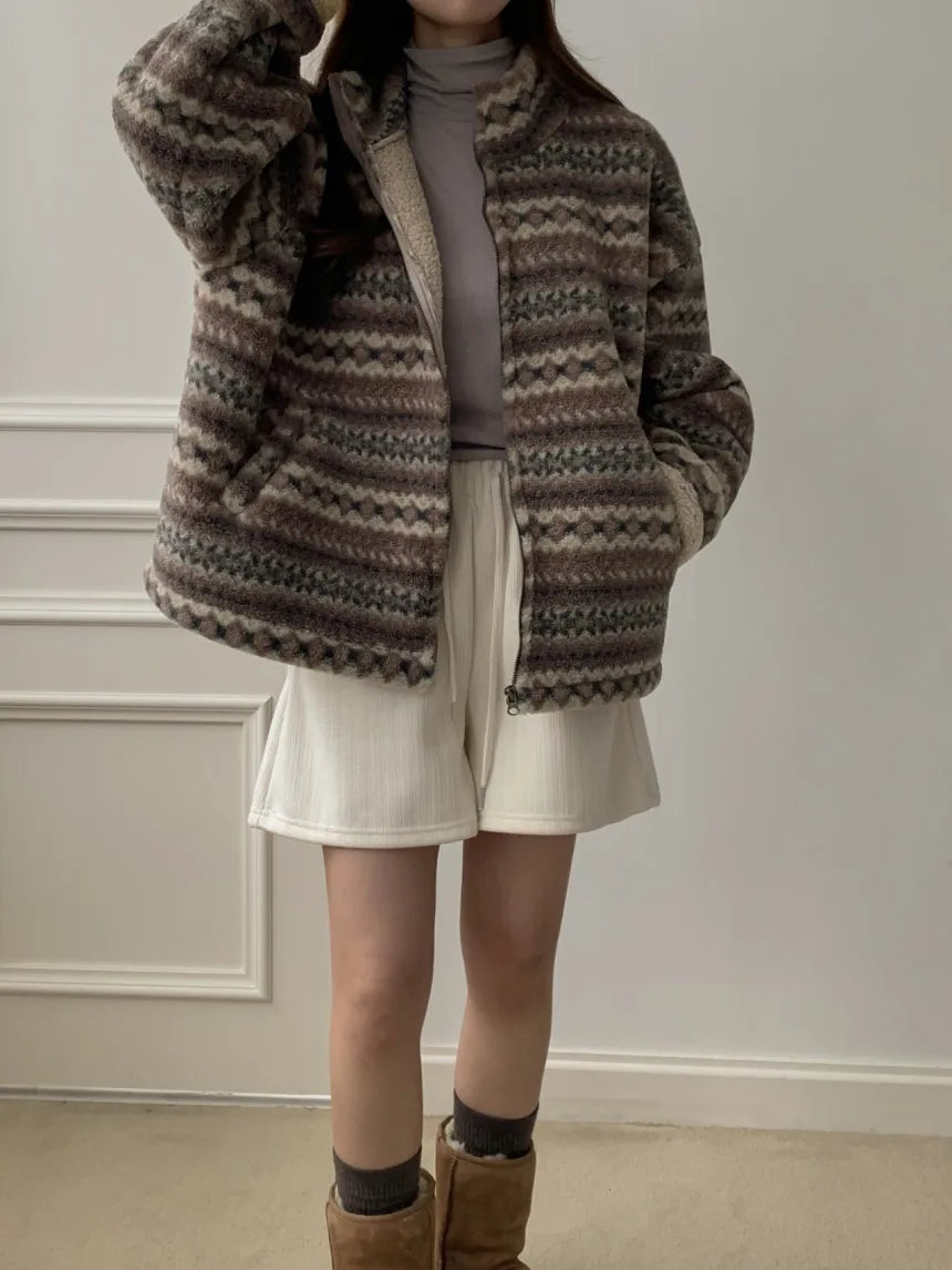 Winter Clothing with Retro Patterns  Thickened Warm Cotton Jacket for Women
