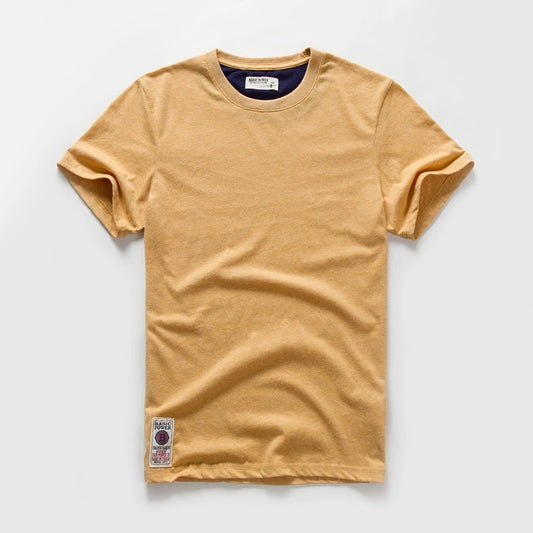 New Men Cotton Solid T-Shirt Mens Short Sleeve T-shirt Multi Pure Color Fancy Yarns T Shirt Color Wine White Blue