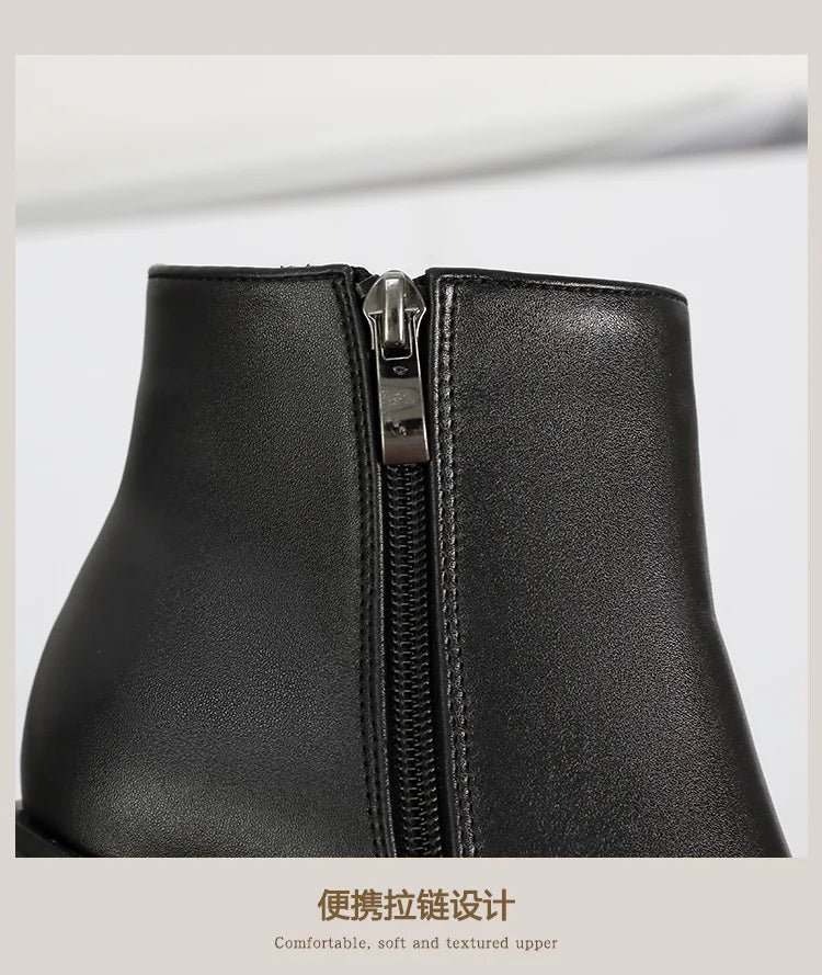 2025 New Women's Boots Sexy Ultra High Heels Woman Round Toe Boots Platform Shoes Women Shoes Ankle Boots Zipper Party Shoes