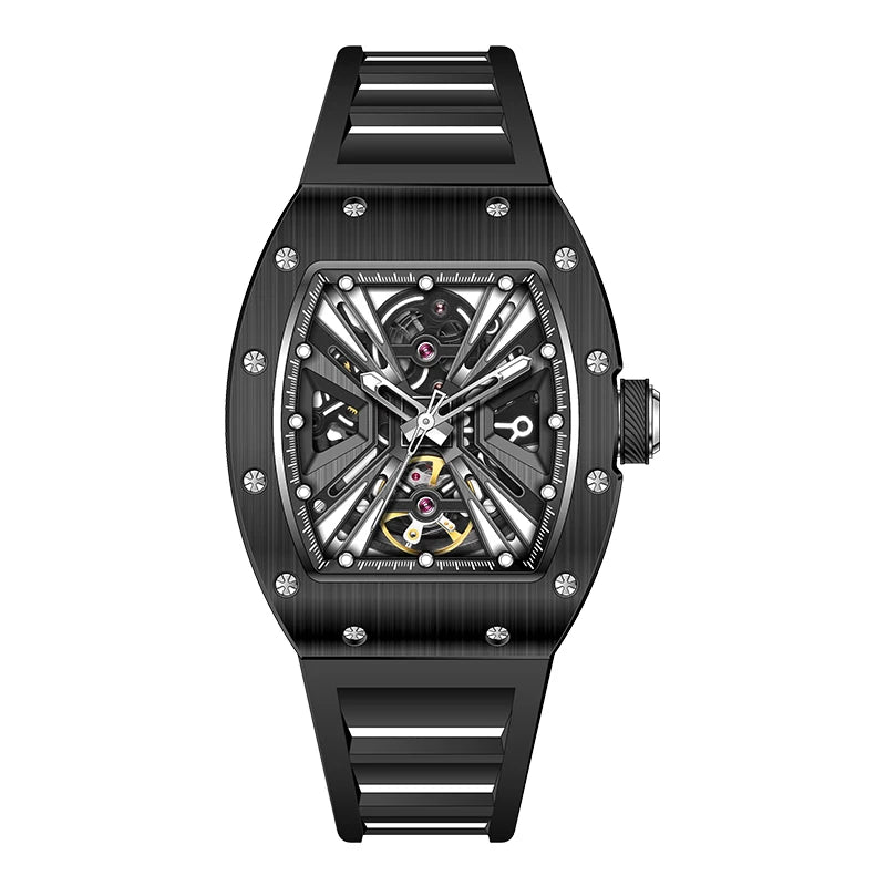 Watch for Men Skeleton Mechanical Sports Watches Men's Luminous Waterproof Automatic Wristwatch Steel Case Relogio Masculino