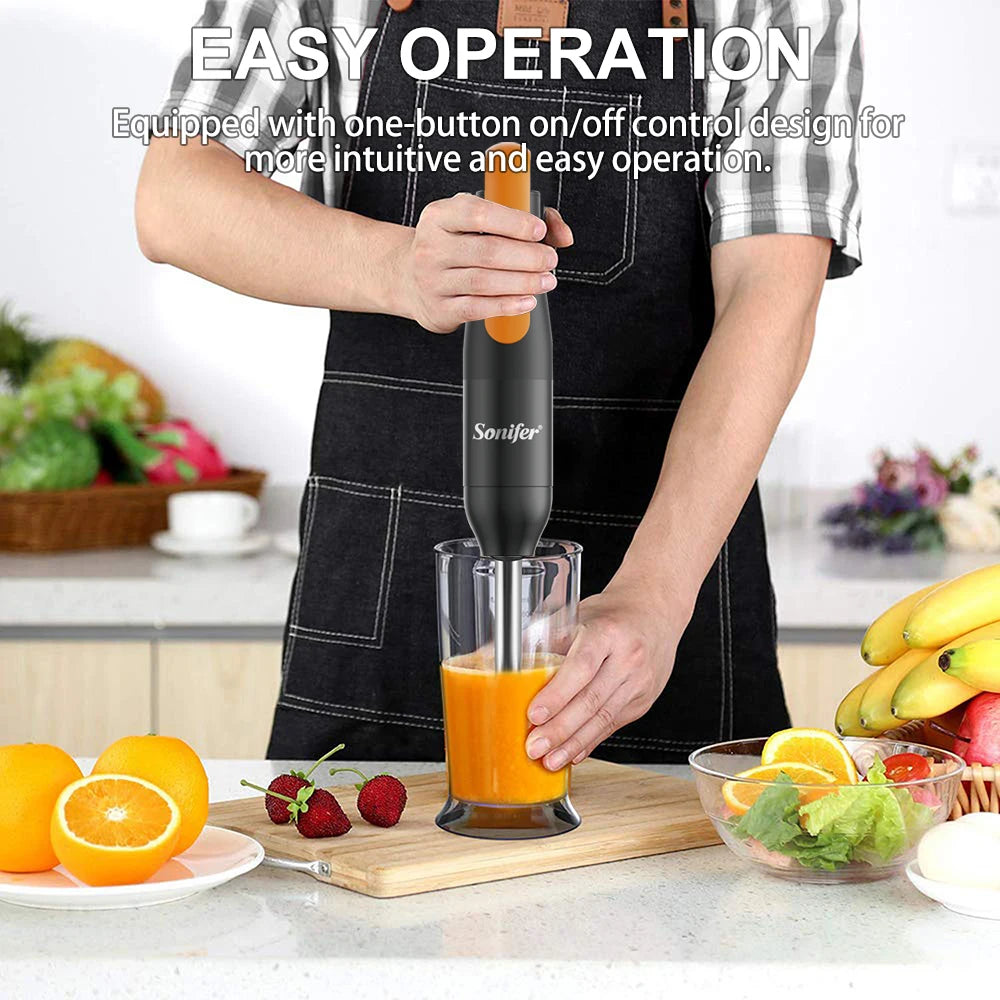 Hand Blender Set with Copper Motor, One-Button Control, 15000RPM Max, Detachable Stainless Steel Shaft & Blade, 300W