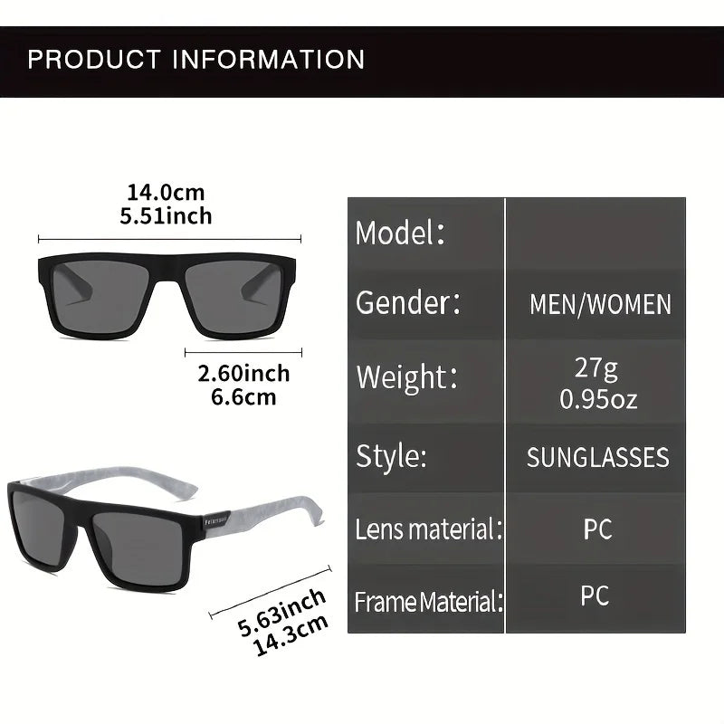 2025 Polarized Sports Glasses for Men, TAC Lens, PC Frame, Classic Square Design, Full Coverage, Fishing, Climbing, Outdoor