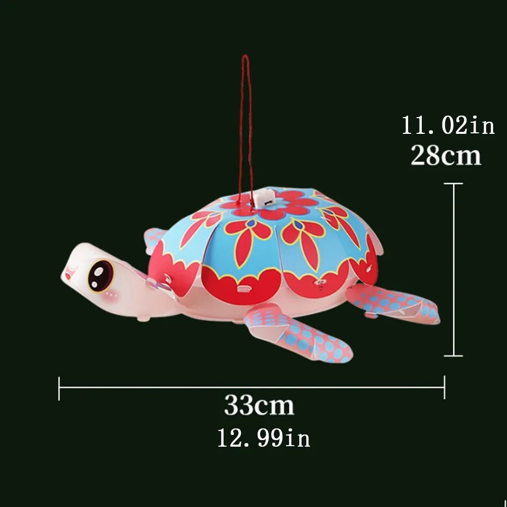 Cartoon Middle Autumn Festival Lantern LED Light Cute Festival Lantern Material Kits Luminous DIY Craft Hanging Lamps