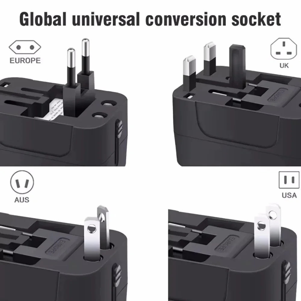 Global Conversion Plug Travel Conversion Socket Dual USB Port EU UK US AU AC Power Charger Universal Adapter Outlet Converter