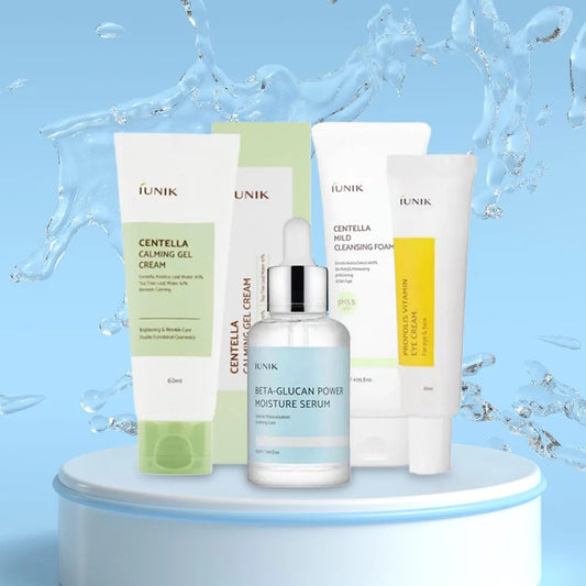 Korean IUNIK Beta-Glucan Skincare Set Centella Asiatica Facial Cleanser&moisturizing Gel Propolis Eye Cream to Reduce Fine Lines