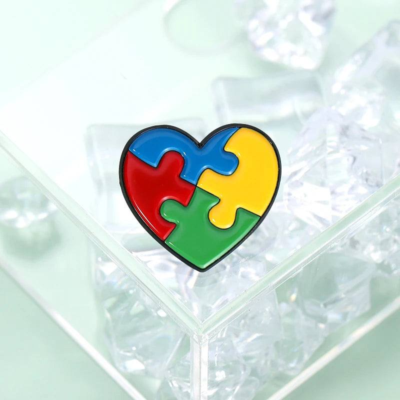 Autism Awareness Puzzle Enamel Pins Introvert Caring For Mental Health Metal Brooches Lapel Badges Jewelry Gifts For Friends