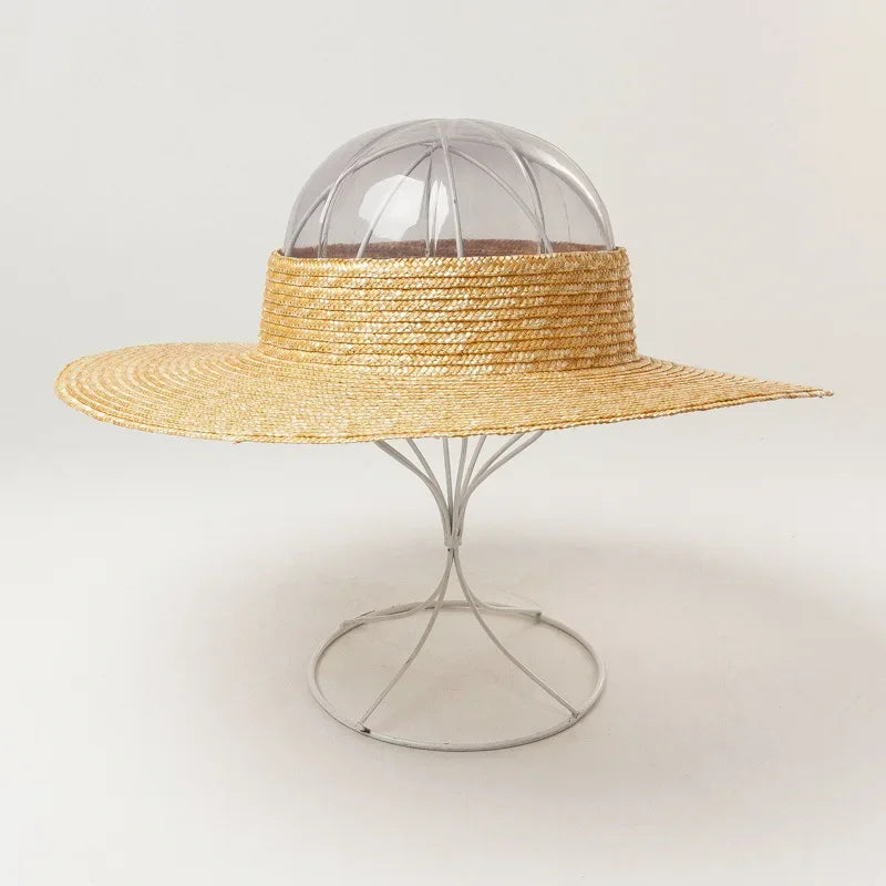 Summer Empty Top Round Sun Hats for Women Elegant Wide Large Brim Beach Straw Hat Casual Panama Caps Uv Protection Cap Sombrero