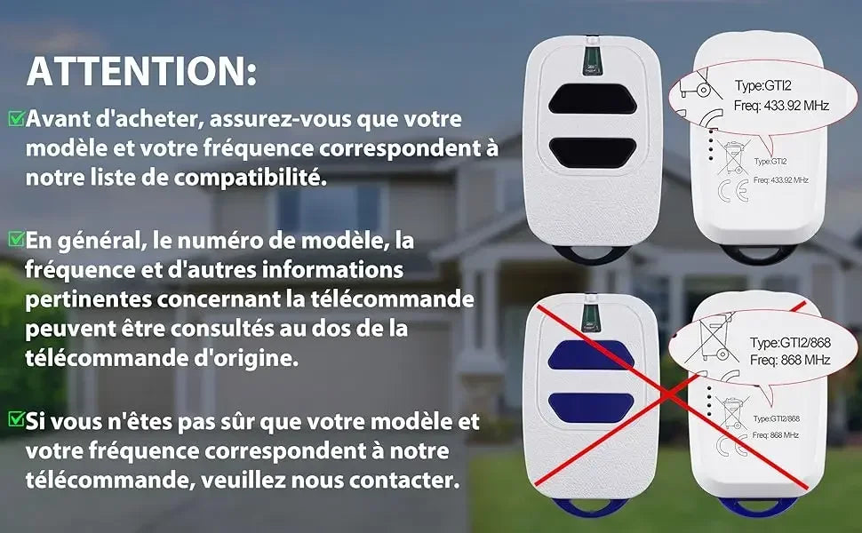 Garage Door Remote Control Replacement for 433MHz DEA GTI2 GTI4 MIO TR2 TR4 MIO TR2N TR4N Gate Opener