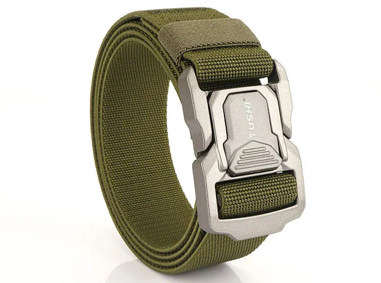 3.8cm Men's Tactical Elastic Belt Aluminum Alloy Quick Release Buckle Wear-Resistant Durable Belt for Tactical Pants Outdoor Hik