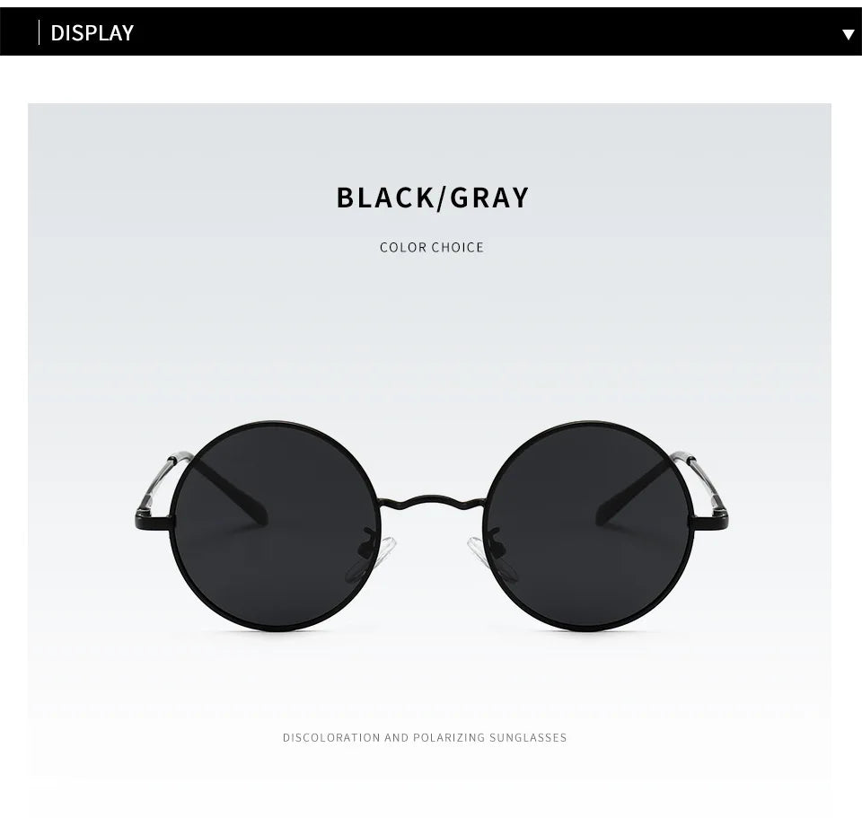 Round Polarized Sunglasses Men Women Retro Sun Glasses Male Female Brand Designer Metal Frame Eyewear Driving Eyeglasses UV400