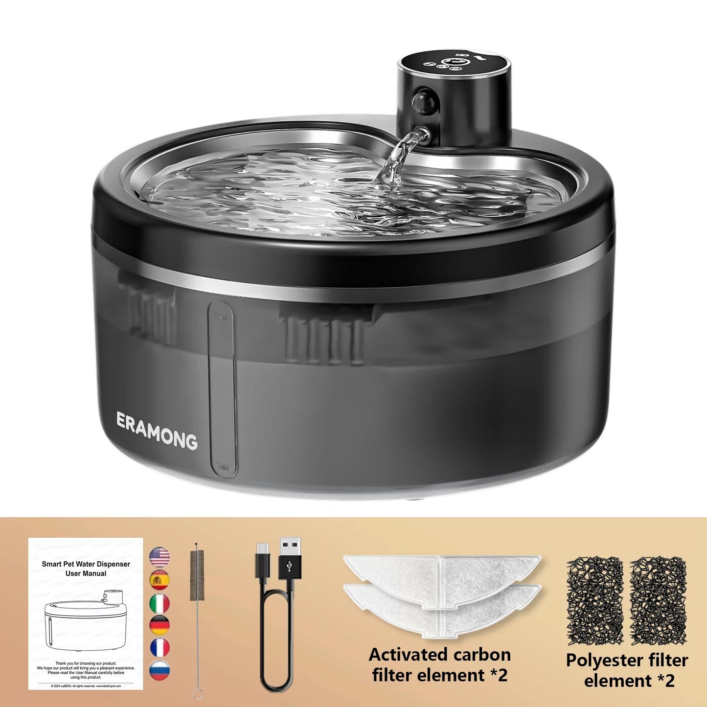 Wireless Cat Water Fountain 4000mAh Rechargeable Ultra-Quiet Pet Dispenser Smart Sensor Stainless Steel Cordless Auto Waterer