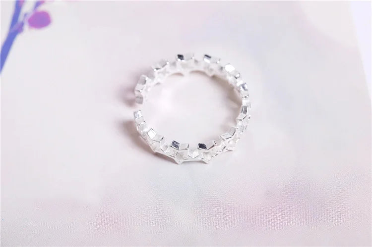 925 Sterling Silver Star Adjustable Ring For Fashion Women Party Fine Jewelry Minimalist Punk Accessories