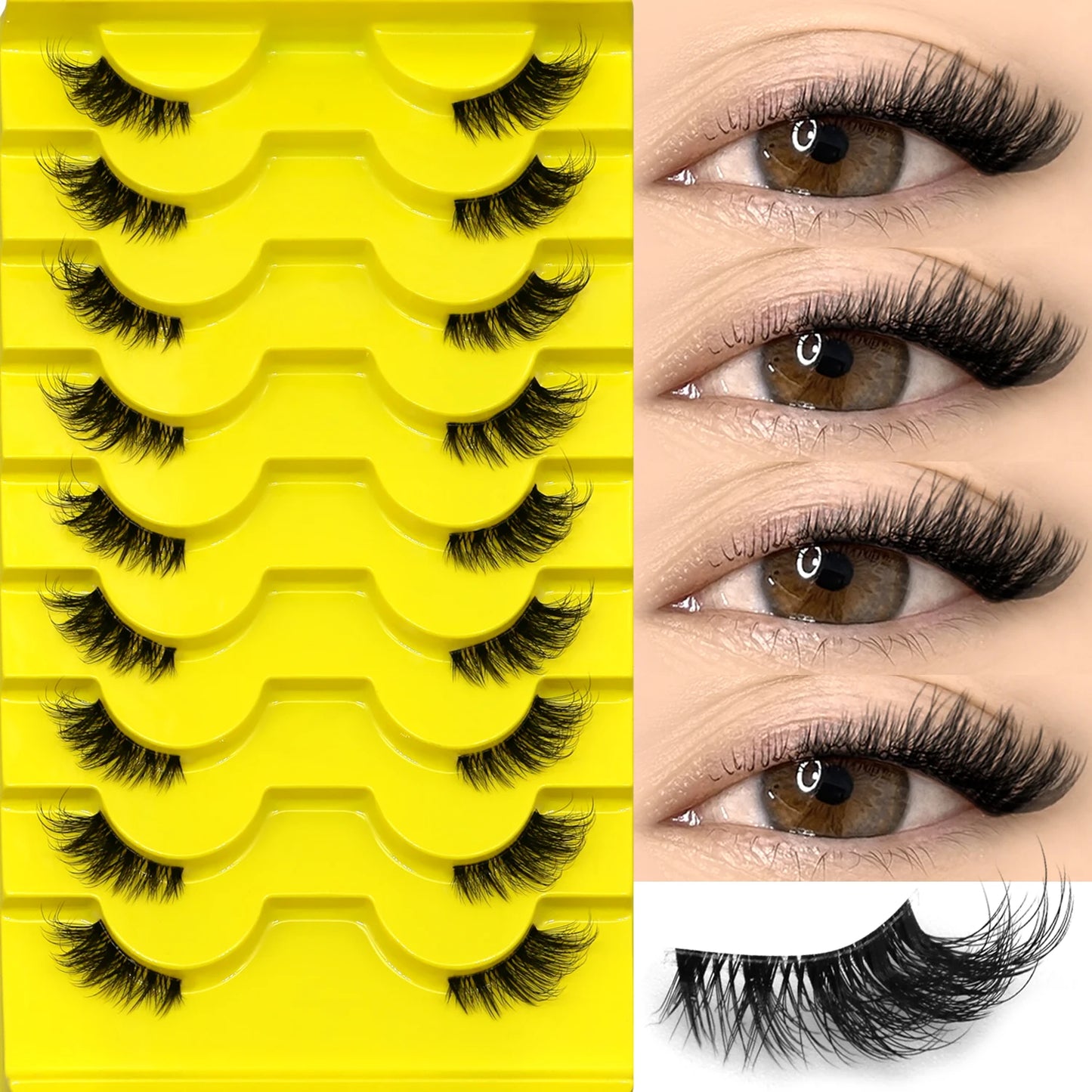 Veltrinay Half Lashes Natural Fake Lashes Wispy Cat Eye Lashes Clear Band Accent Short False Eyelashes Makeup