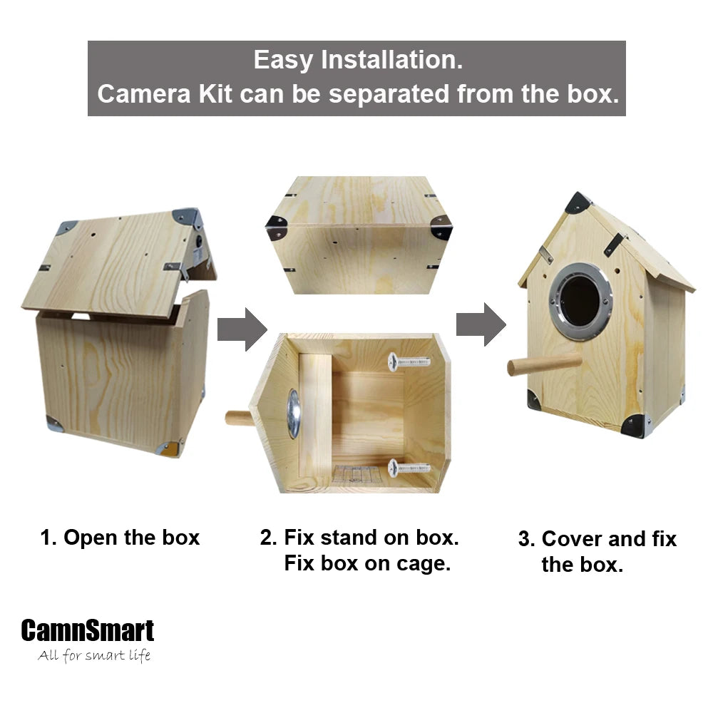 4MP Tuya Bird Houses WIFI Camera For Pet Birds Activity Remote View Watching Wild Natural Wooden Care Nest Box Day Night Vision