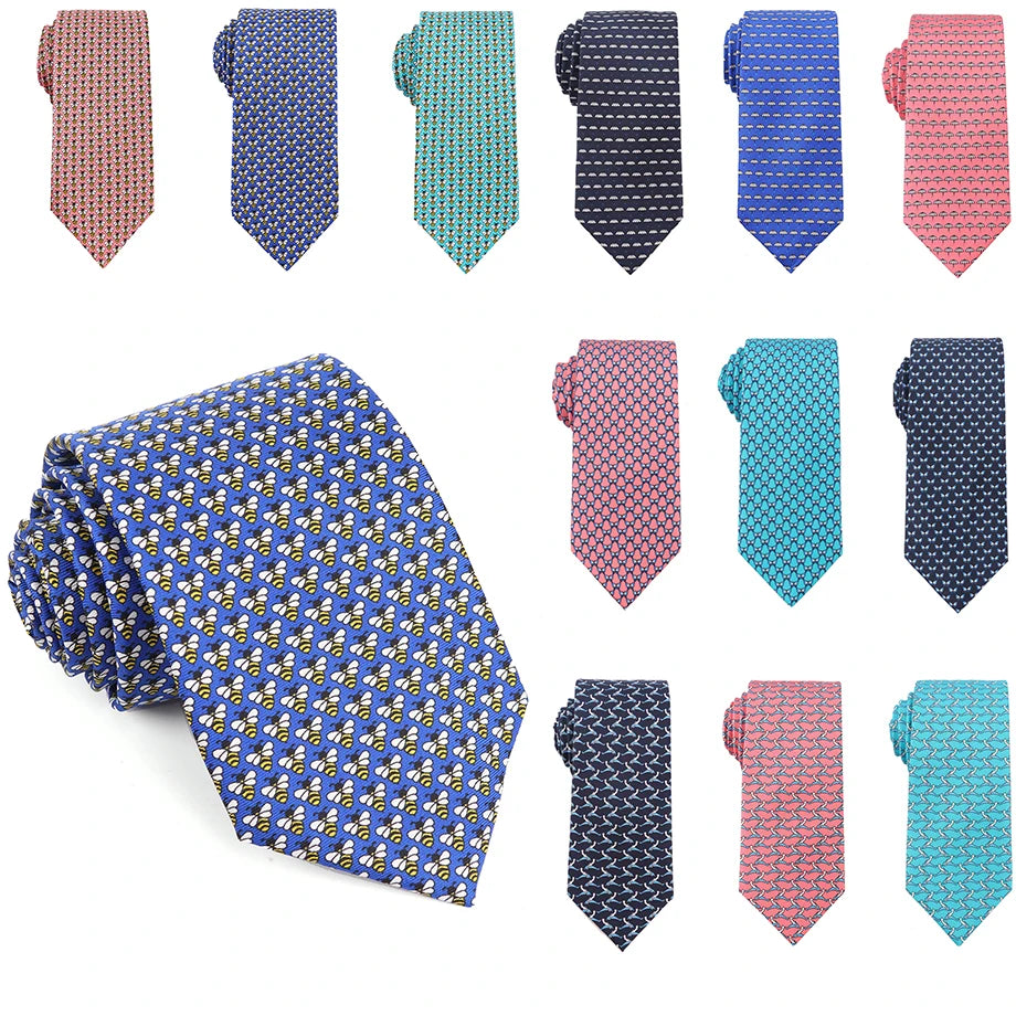 Tailor Smith 100% Silk Ties For Men Fashion Necktie With Bee butterfly sailboat  Animal Pattern Tie Father's Day Birthday Holida