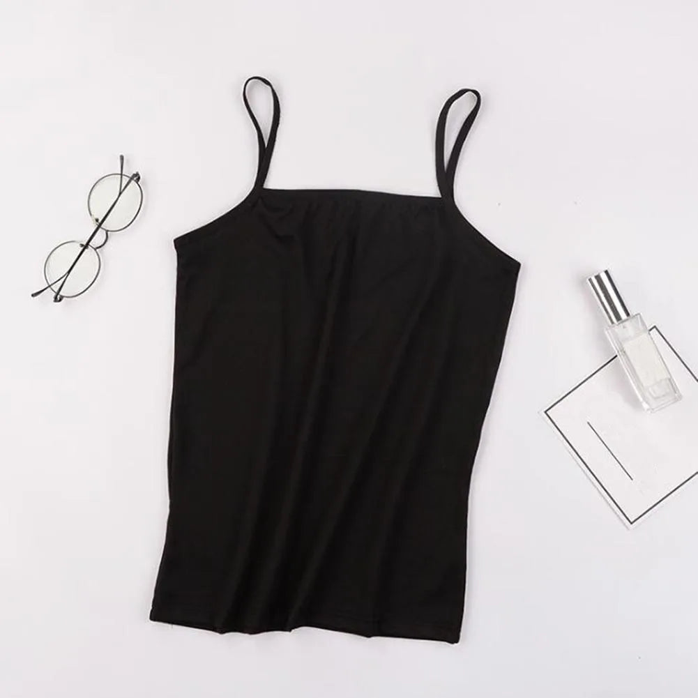Women Summer Tank Top Modal Black White Sleeveless Women‘s T-shirt Basic Bottoming Tanks Bra Thin Camisole Crop Top With Straps