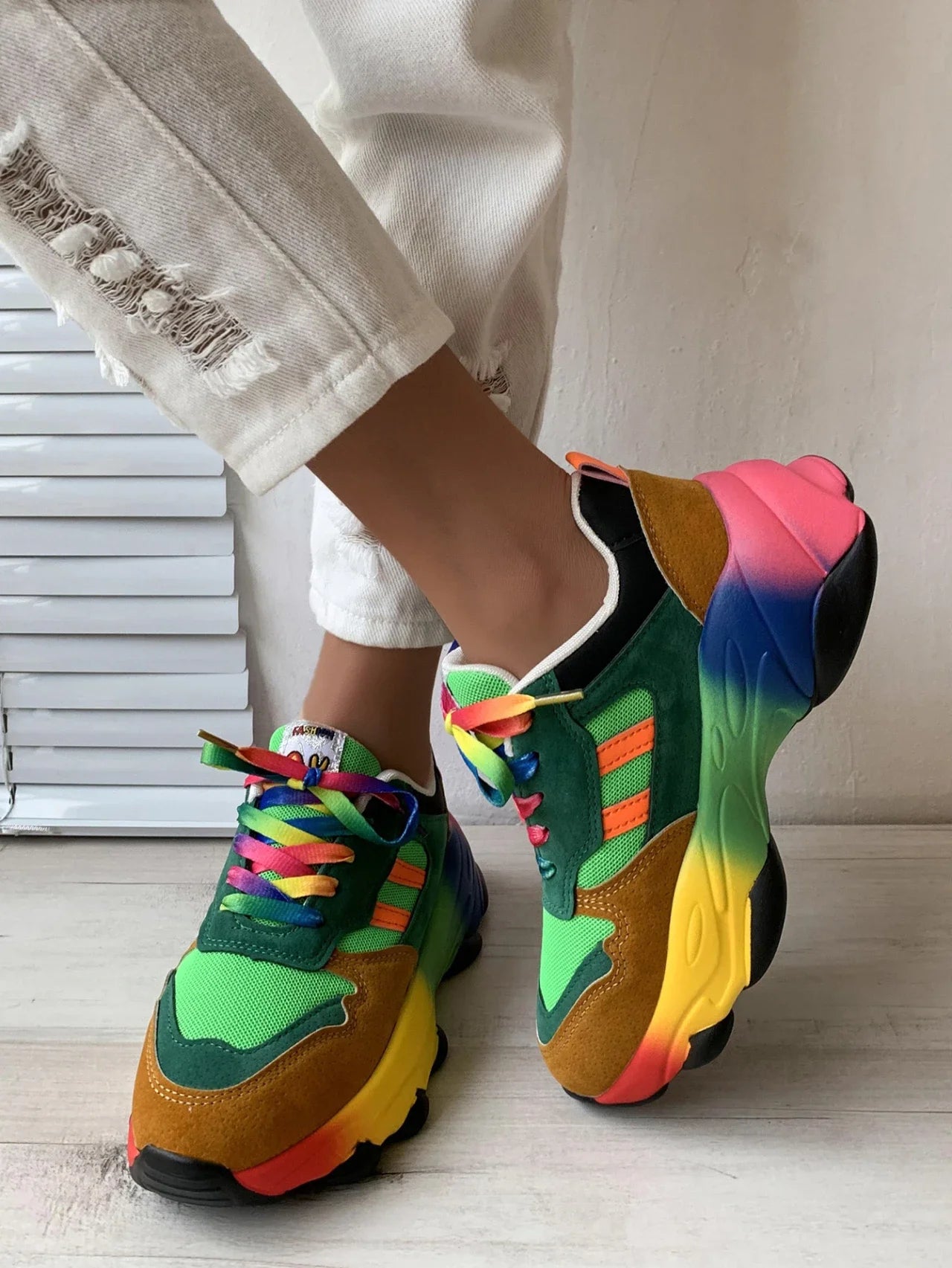 Women's Sneakers New Running Footwear Spring Autumn Outdoor Sports Shoes Multicolor Leisure Comfortable Frenulum Casual Tennis