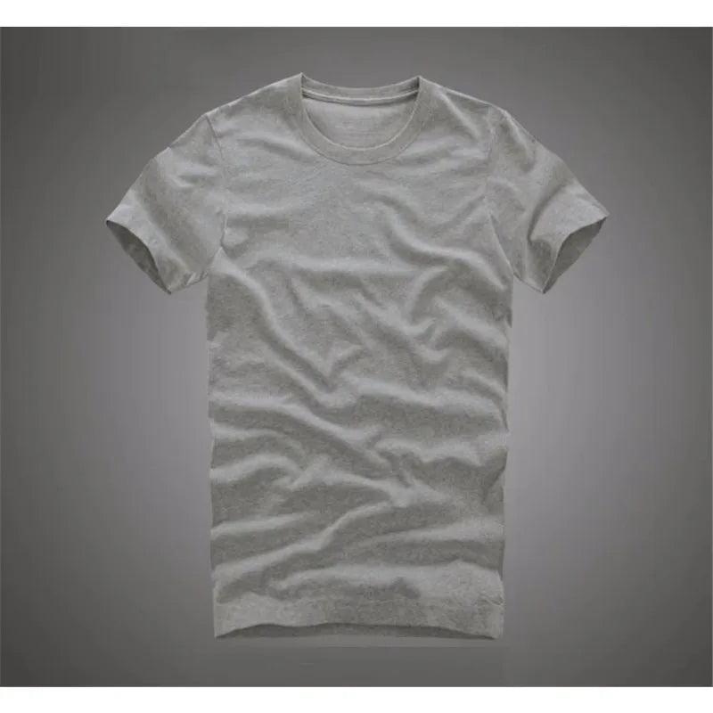 Men's 100% pure cotton solid color O-neck short-sleeved T-shirt high quality top soft clothing spring and summer new