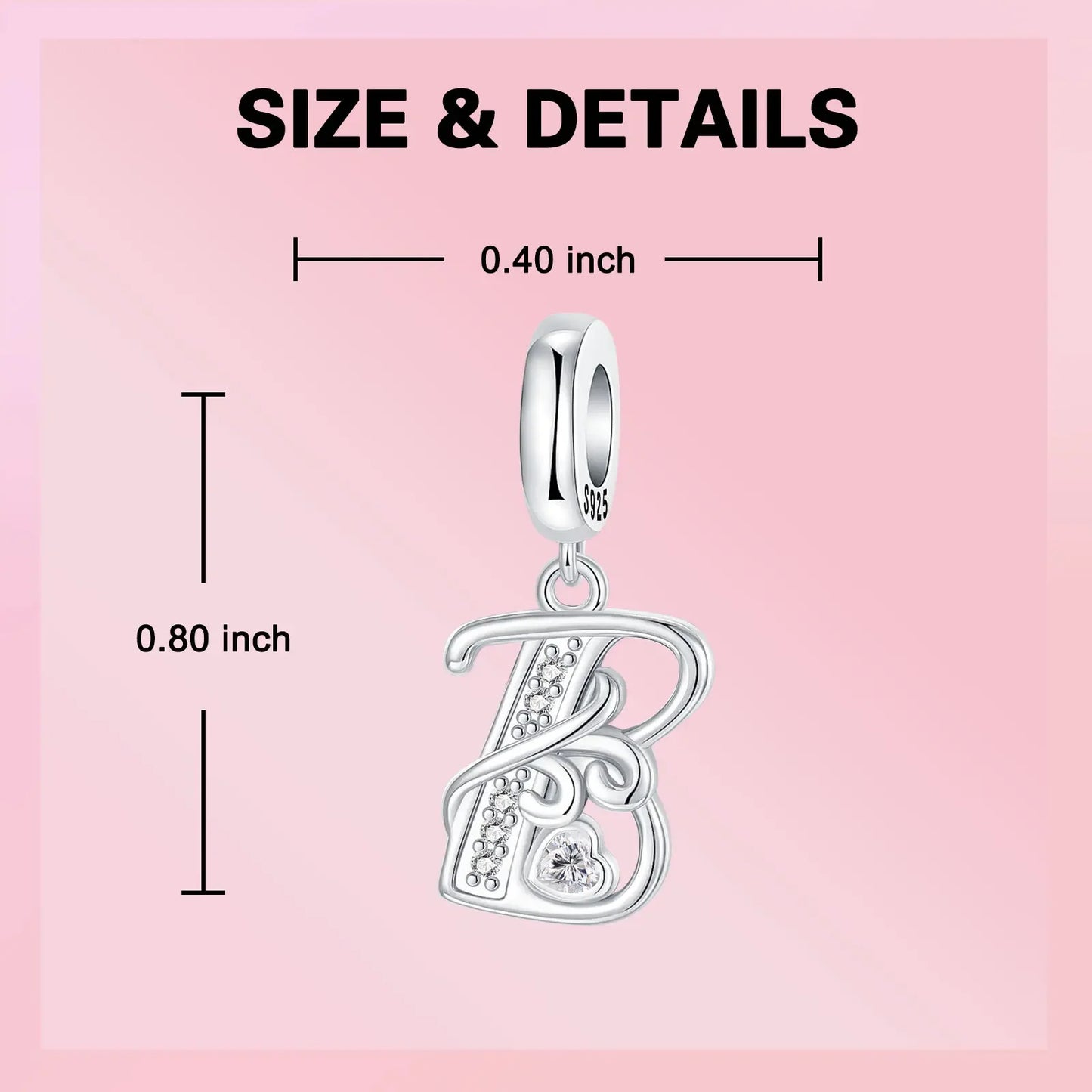 925 Sterling Silver Full series of A-Z letters pendant Charms For Original  Bracelet Charm Necklace Diy Female Jewelry