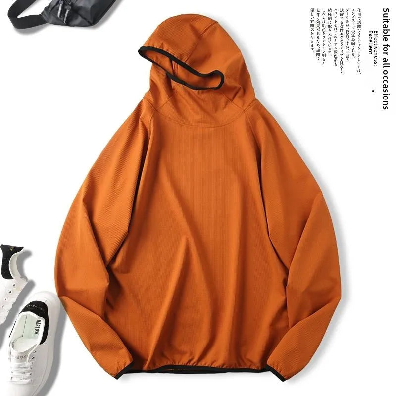 Unisex Outdoor Mountain Series Loose Fit Hoodie Thin Bubble Hooded Sweatshirt Breathable Long Sleeve T-Shirt for Teens
