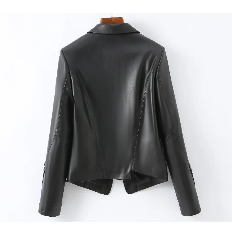 Leather Leather Clothing Women's 2025 Short Slim Jacket High Quality Sheepskin Women's Fashion Locomotive Autumn