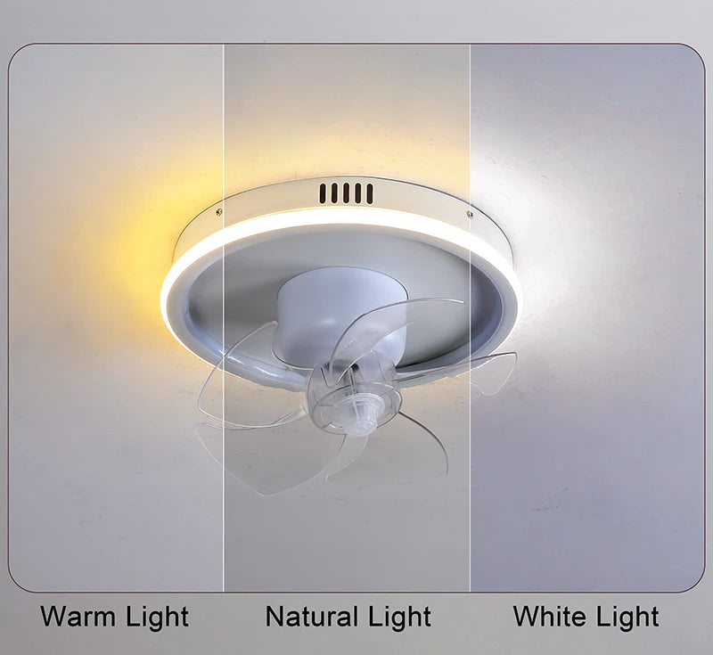 LED Ceiling Fan Lamp RGB Stepless Dimming Remote Interior Lighting Fixture Bedroom Living Home Decor Ceiling Fan With Light