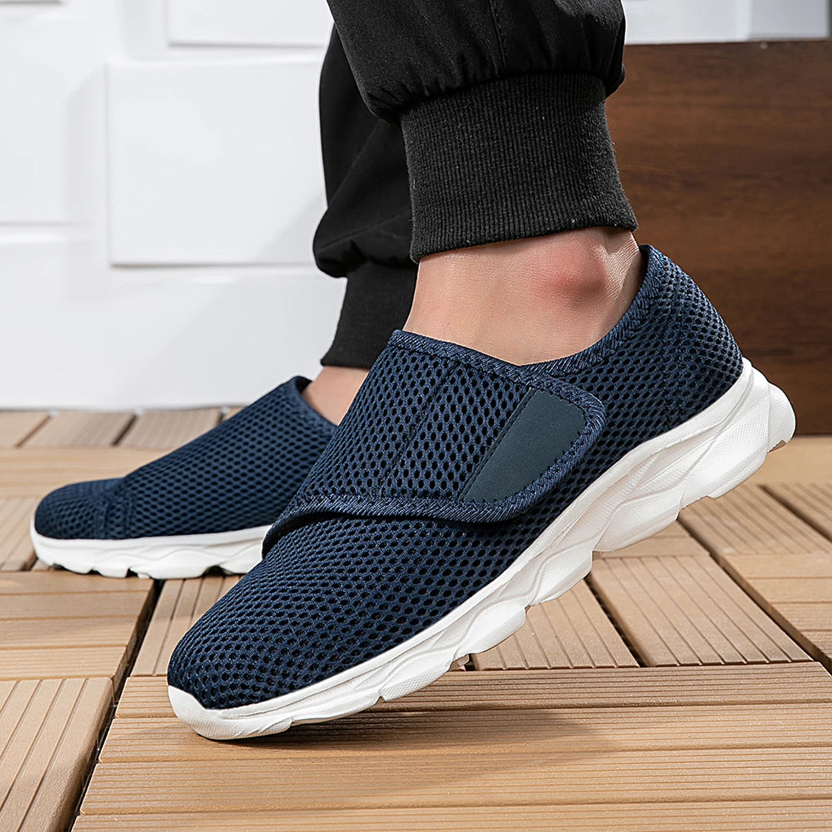 Wide Feet Breathable Mesh Slip On Walking Shoes, Extra Wide Toe Box No Squeeze Toes, Lightweight Soft Sole Casual Lazy Sneakers