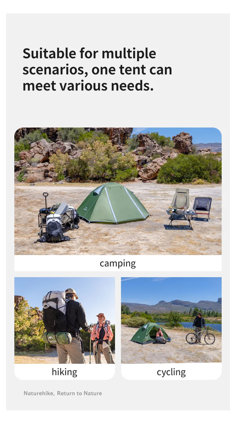 Naturehike  2026 Tents 2-3 People Bleik  Outdoor Hiking Mountain Camping Tent Travel 210T Polyester Waterproof Sunshade Shelter