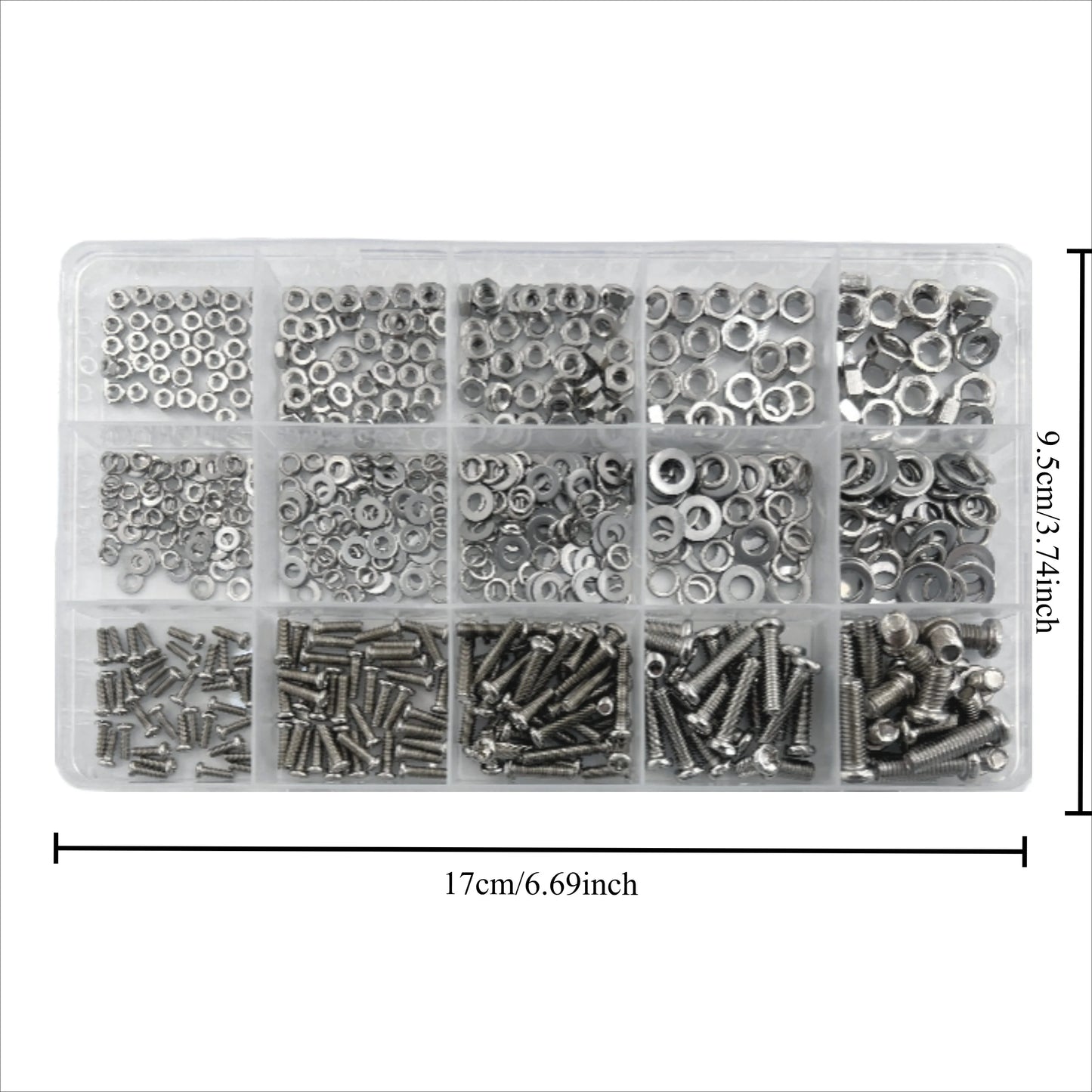 640PCS M2 M2 5 M3 M4 M5 Hex Screw Nuts and Bolts Assortment Kit Metal Fasteners for Repair