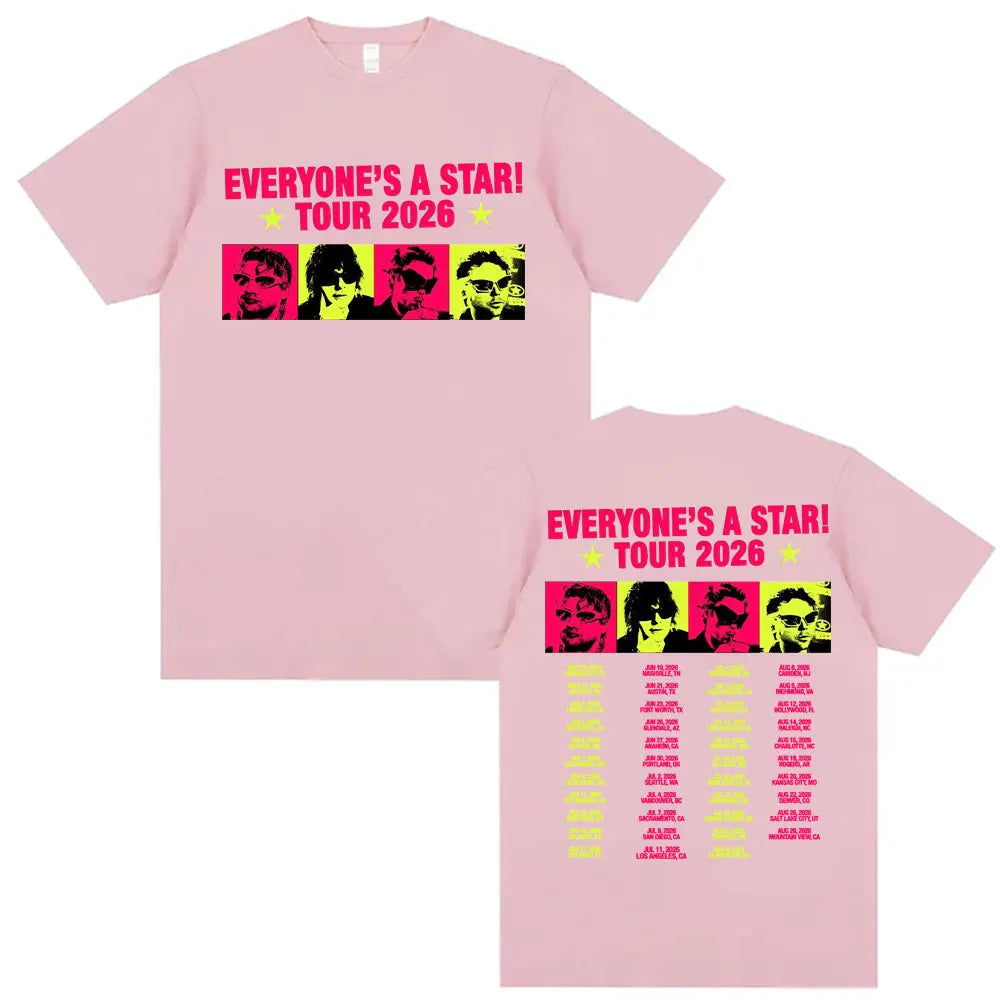 5 Seconds of Summer Everyone's A Star Tour 2026 Album T-shirts Men's Women Retro Hip Hop Style T Shirt Summer Tops Loose T-shirt
