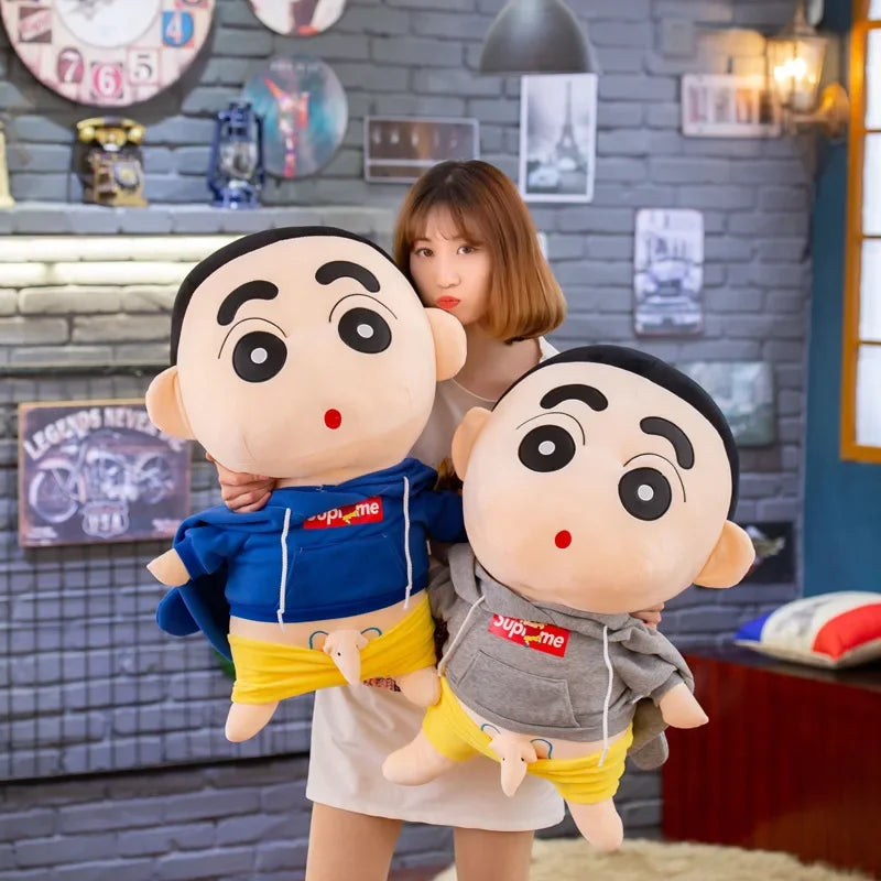 26-70cm Anime Crayon Shin-chan Doll Plush Red Blue Hoodies Detachable Collection Kawaii Stuffed Toys Dolls Bedroom Decoration