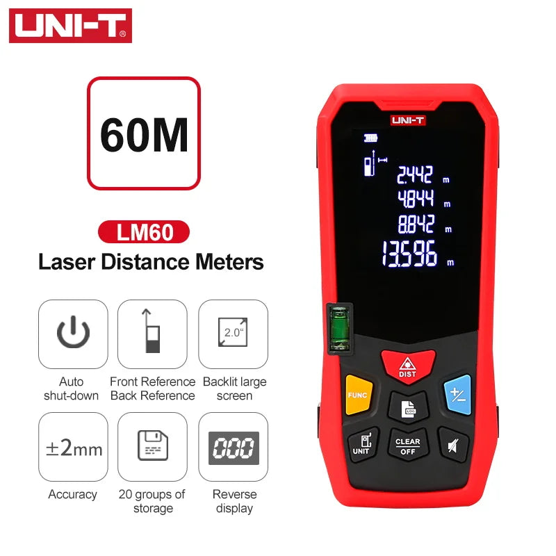 UNI-T Handheld Laser Rangefinder Distance Meter 40M 60M 80M 100M Medidor Laser Tape Build Measure Device Electronic Ruler