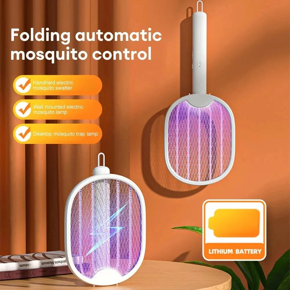 3000V Foldable Electric Mosquito Killer USB Rechargeable Fly Trap Mosquito Swatter Racket Insect Killer With UV Light Bug Zapper